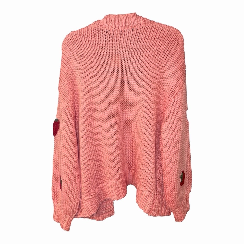 Cato Pink Strawberry Chunky Knit Cardigan Sweater Plus Size 18/20W - Picture 4 of 5